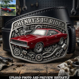 Custom From Any Photo - Personalized Car Lover Leather Belt With Shaped Buckle