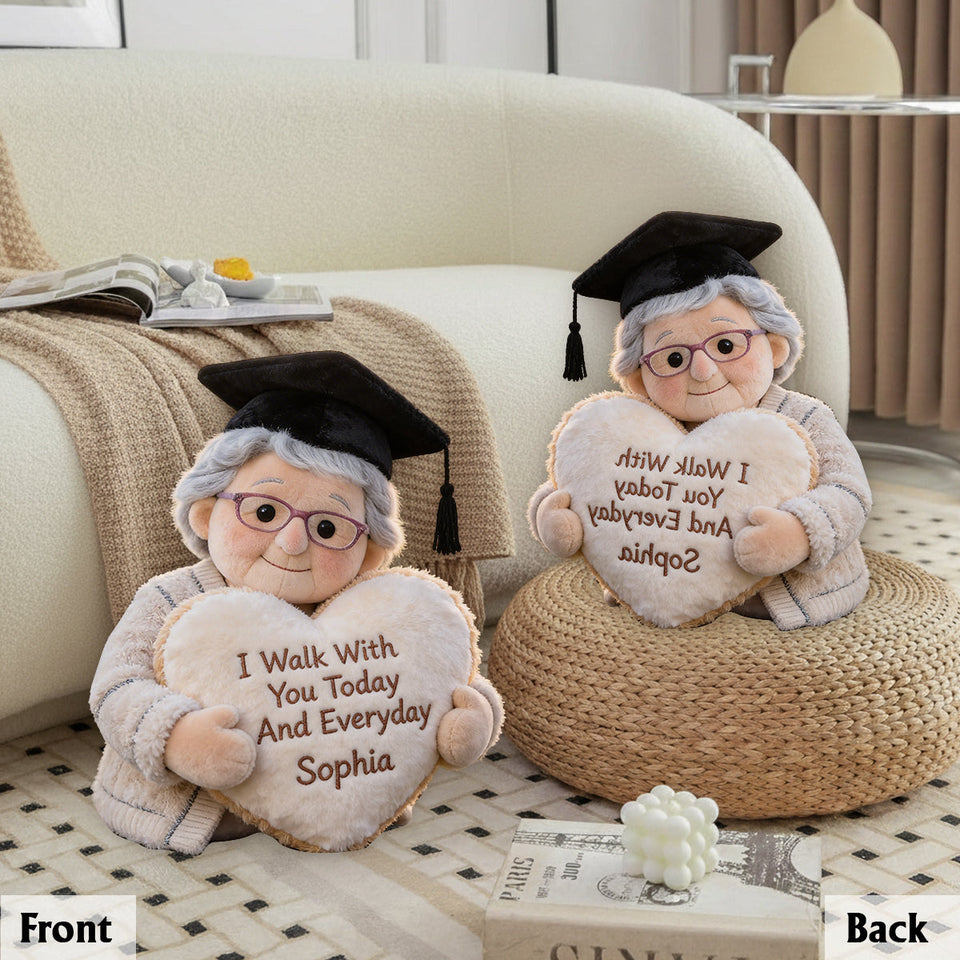 I Walk With You Today And Everyday - Personalized Graduation Premium Faux Fur Pillow