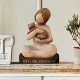 Just A Girl And Her Cat - Personalized Cat Custom Shaped Wood Plaque