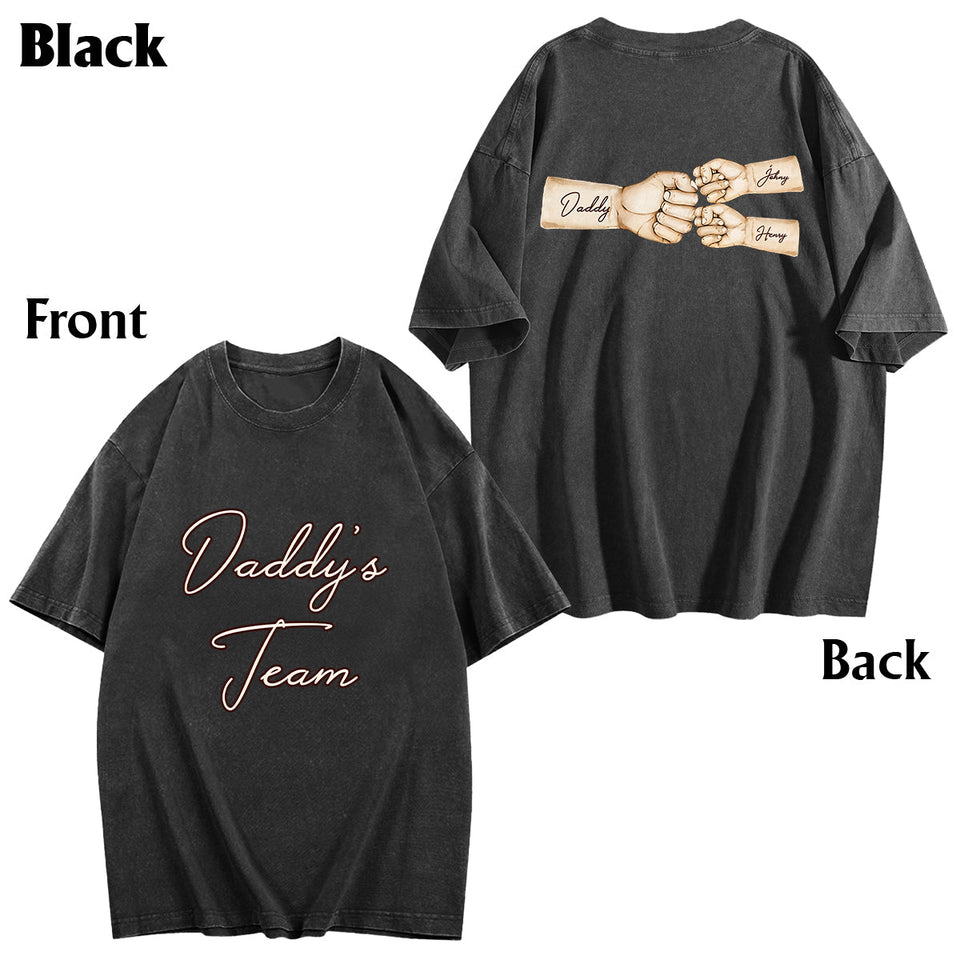 Daddy's Team Fist Bump - Personalized Father Wash T-shirt