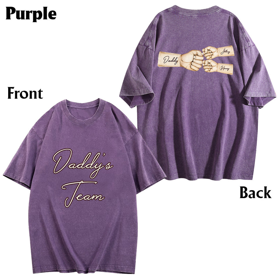 Daddy's Team Fist Bump - Personalized Father Wash T-shirt