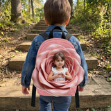 Custom From Photo And Flower - Personalized Kid Changeable Leather Patch Backpack