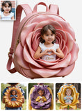 Custom From Photo And Flower - Personalized Kid Changeable Leather Patch Backpack