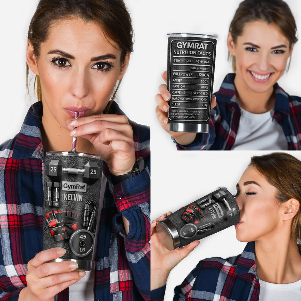 Gym Rat Gift Idea, Gym Girly Gift - Personalized Fitness Tumbler