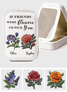 Bestie Birthflower - Personalized Bestie Jewelry Box With LED Mirror