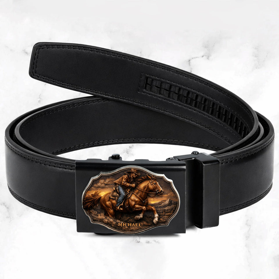 Dallas Cowboys, Western Theme - Personalized Western Outfit Leather Belt With Shaped Buckle