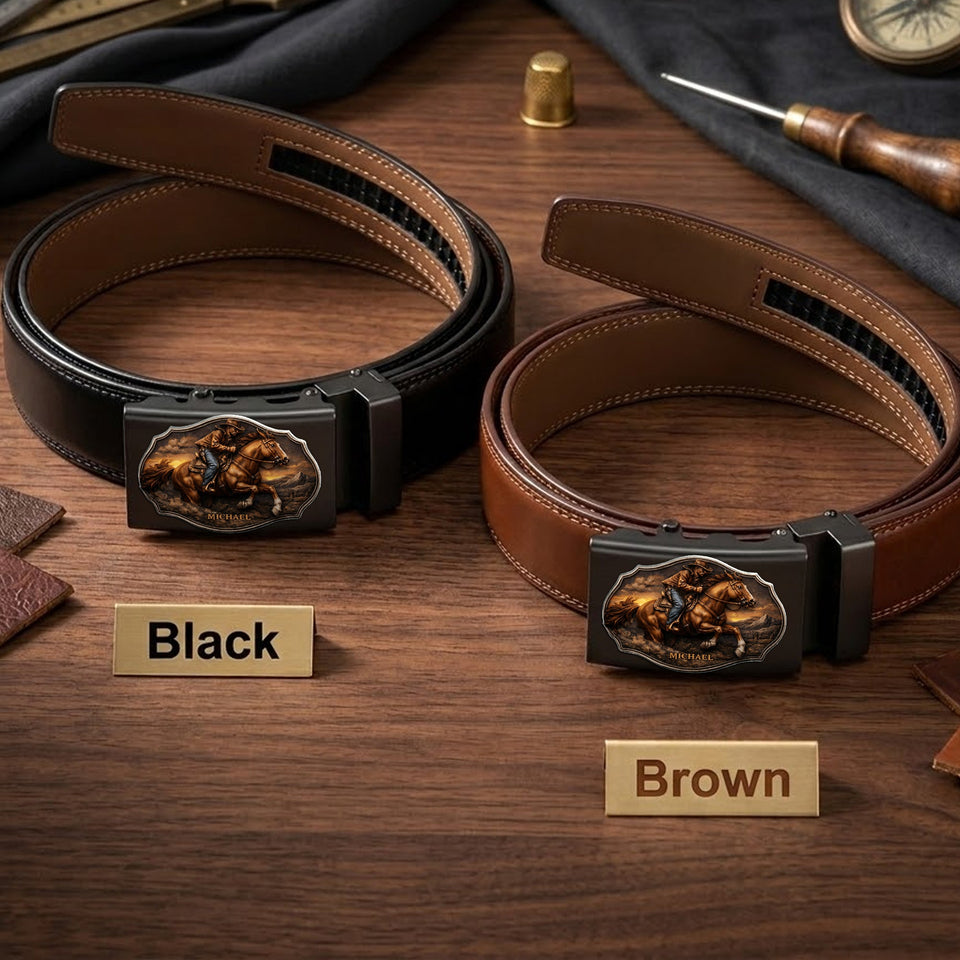 Dallas Cowboys, Western Theme - Personalized Western Outfit Leather Belt With Shaped Buckle