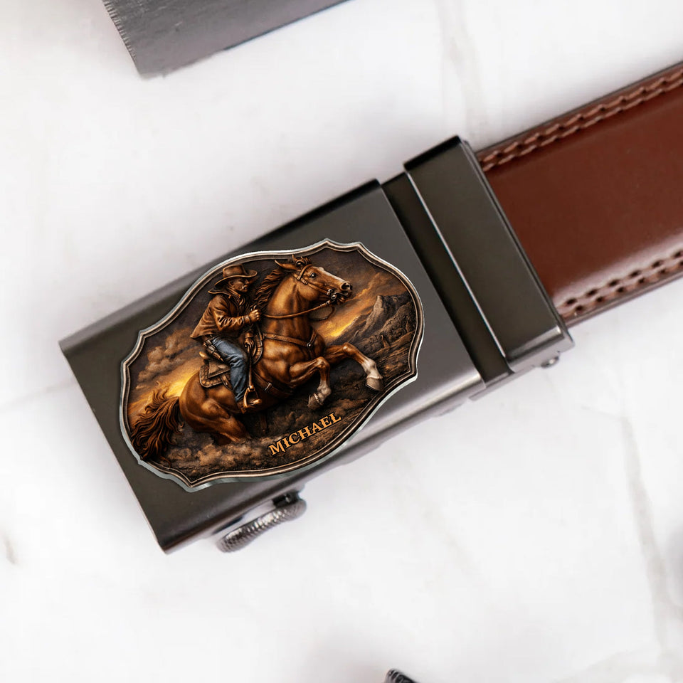 Dallas Cowboys, Western Theme - Personalized Western Outfit Leather Belt With Shaped Buckle
