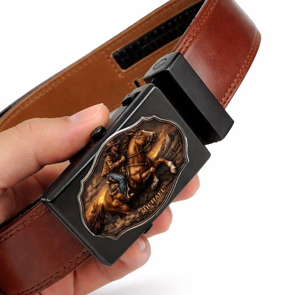 Dallas Cowboys, Western Theme - Personalized Western Outfit Leather Belt With Shaped Buckle