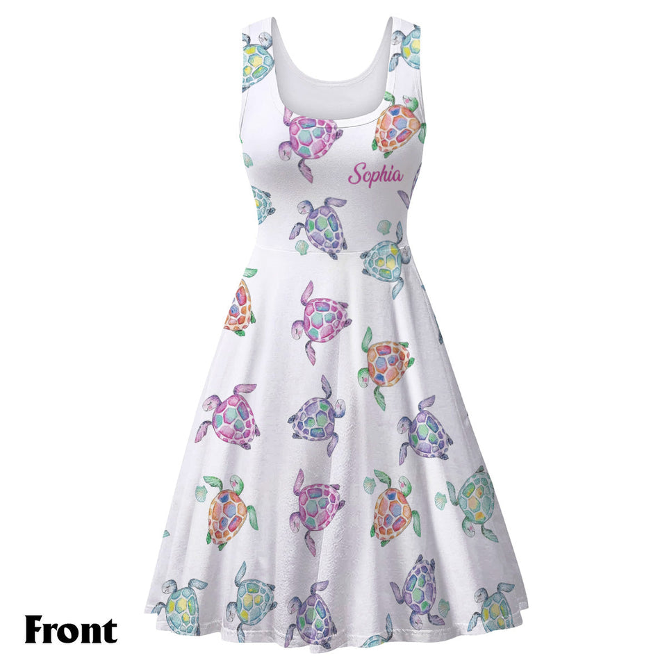 Love Turtles - Personalized Turtle Sleeveless Dress