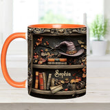 Hat And Books - Personalized Witch Accent Mug