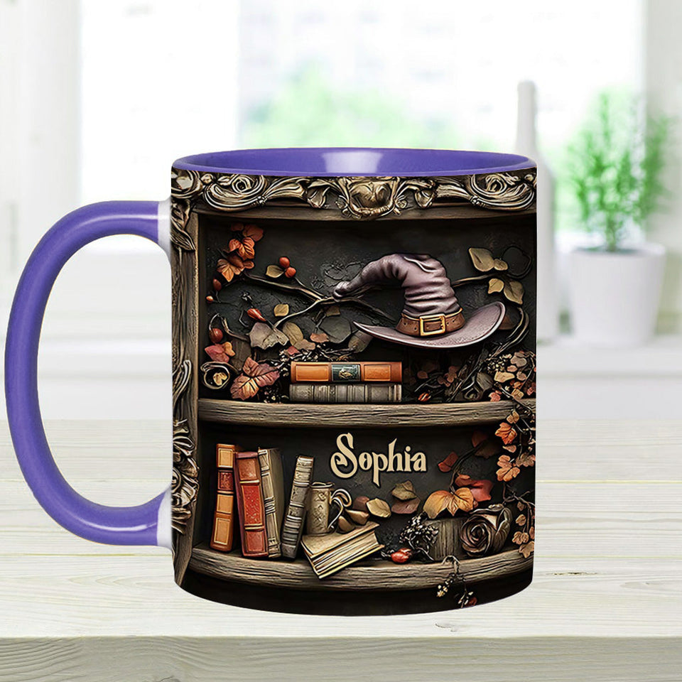 Hat And Books - Personalized Witch Accent Mug