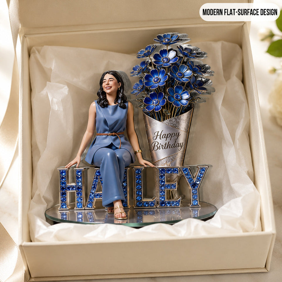 Custom Older Black Woman Birthday Desk Sign Personalized Name Floral Art Luxury Home Decor Keepsake Gift