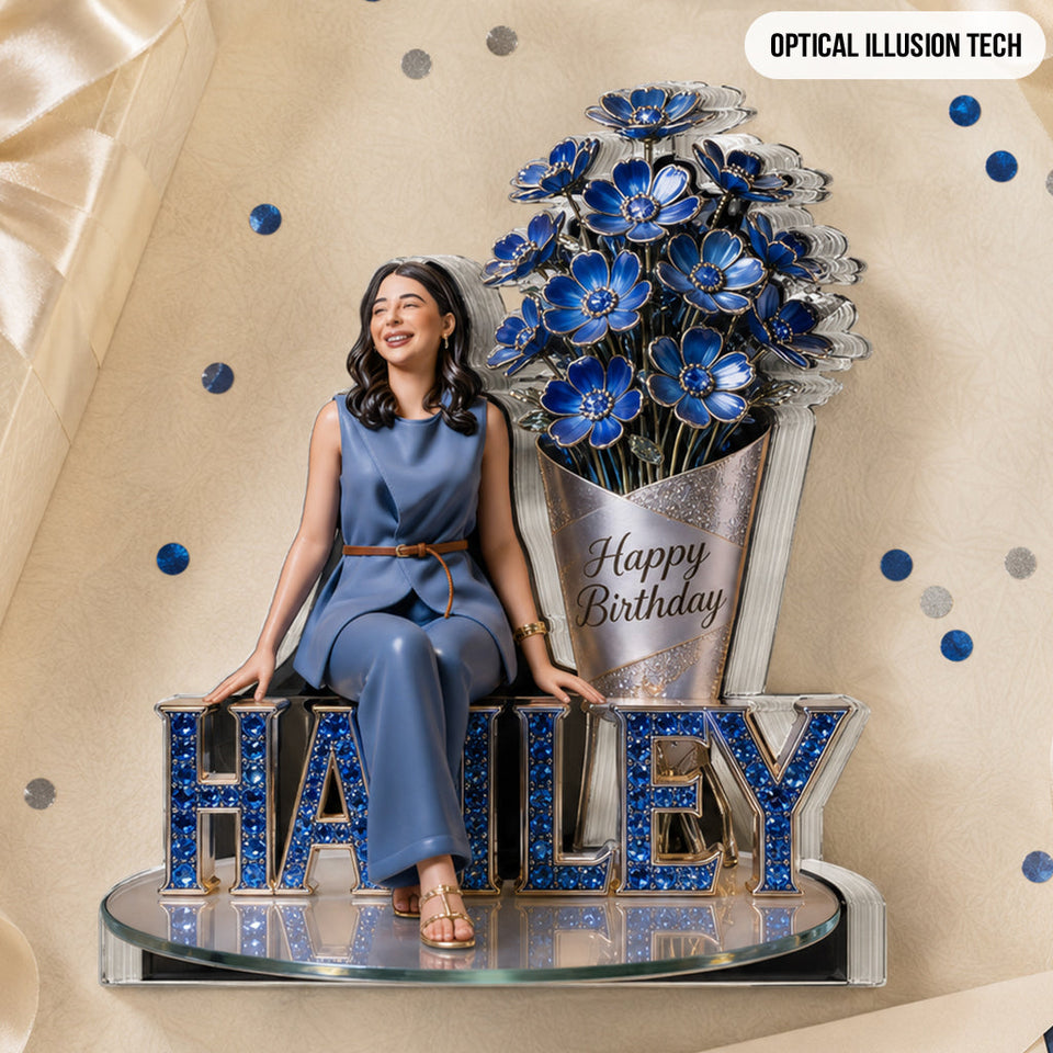 Custom Older Black Woman Birthday Desk Sign Personalized Name Floral Art Luxury Home Decor Keepsake Gift