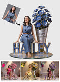 Custom Older Black Woman Birthday Desk Sign Personalized Name Floral Art Luxury Home Decor Keepsake Gift