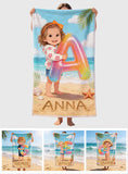Kid Initial Custom From Any Photo - Personalized Kid Quick-dry Beach Towel/ Bath Towel