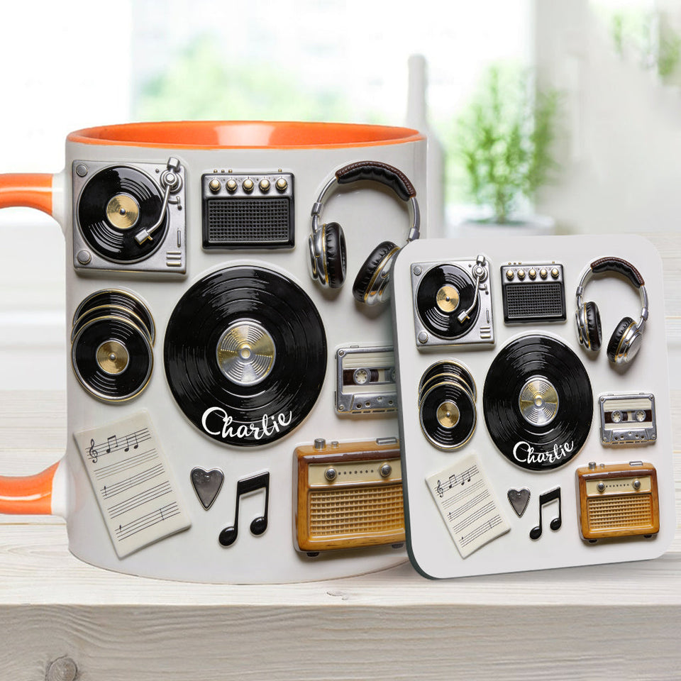 Love Vinyl - Personalized Vinyl Records Accent Mug & Coaster
