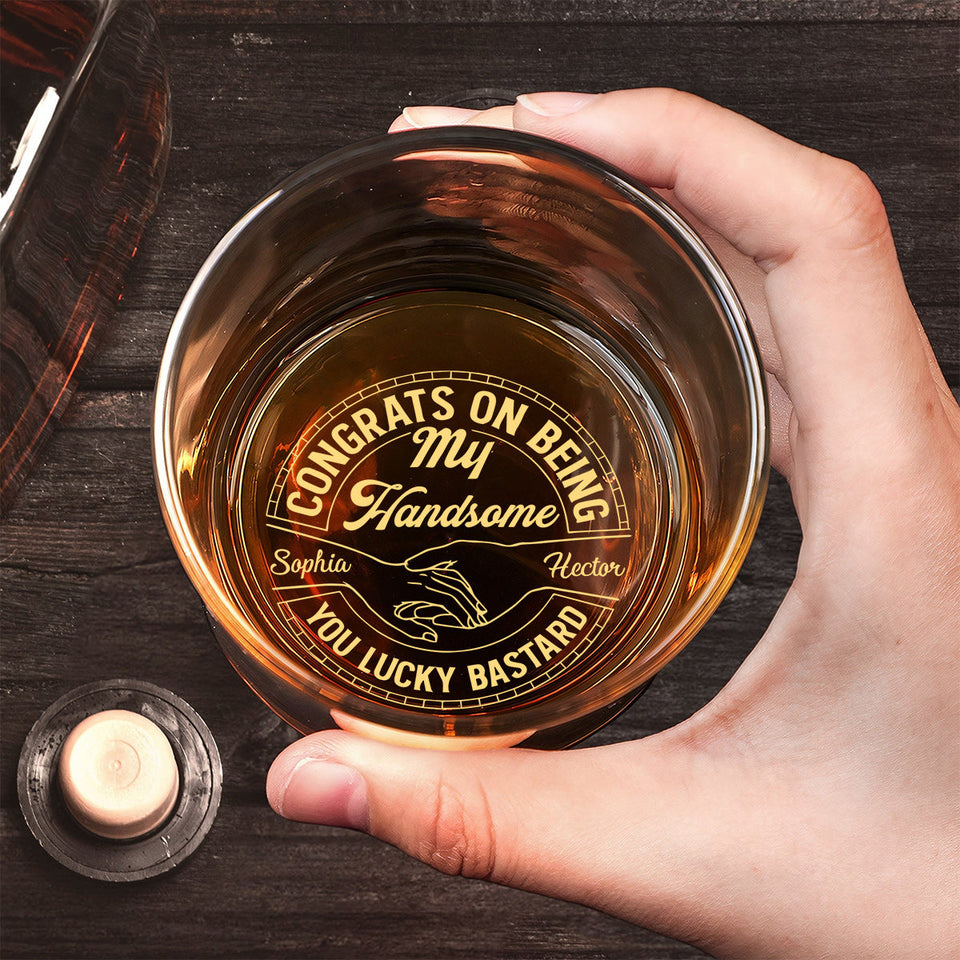 Congrats On Being My Husband - Personalized Couple Engraved Whiskey Glass