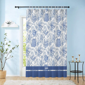 Toile De Jouy Chinoiserie Book - Personalized Book Blackout Window Curtain/ Drapes Set