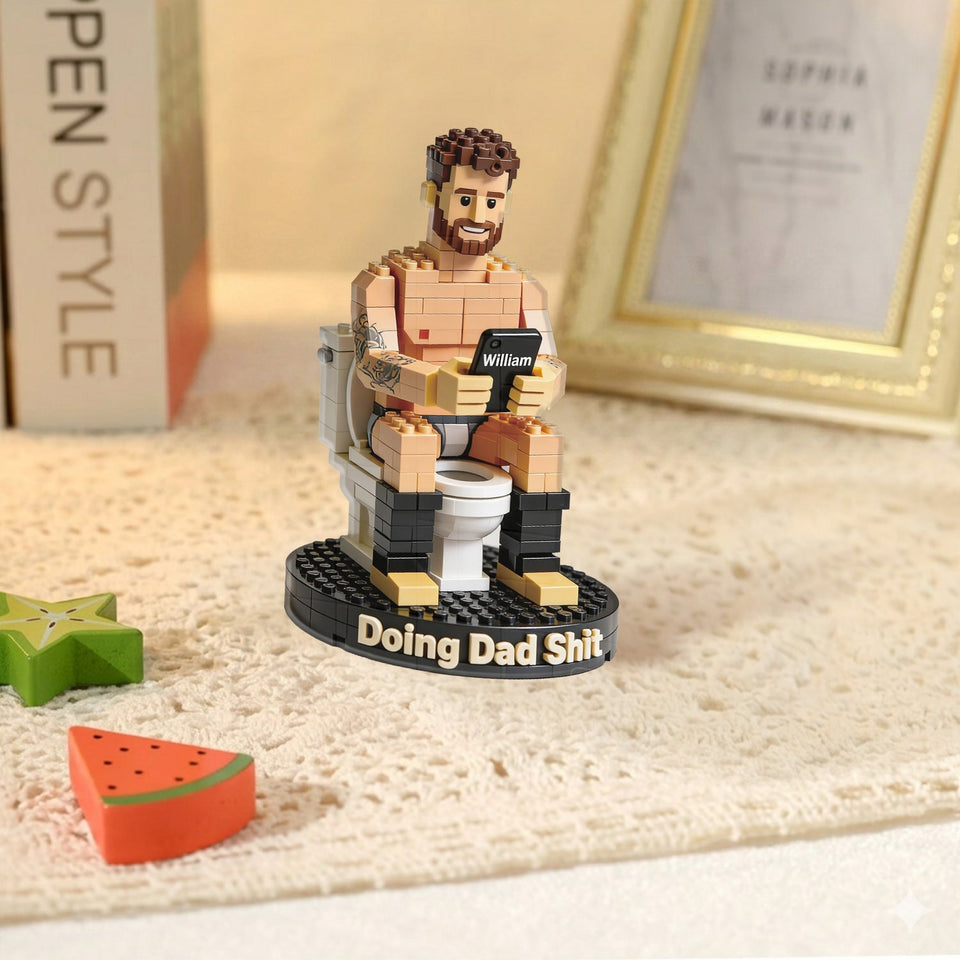 Funny Block Dad - Personalized Father Shaped Building Blocks