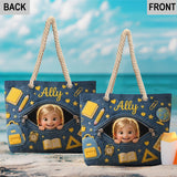 Back To School Gift for Kids - Personalized Kid Beach Bag With Plush Charm