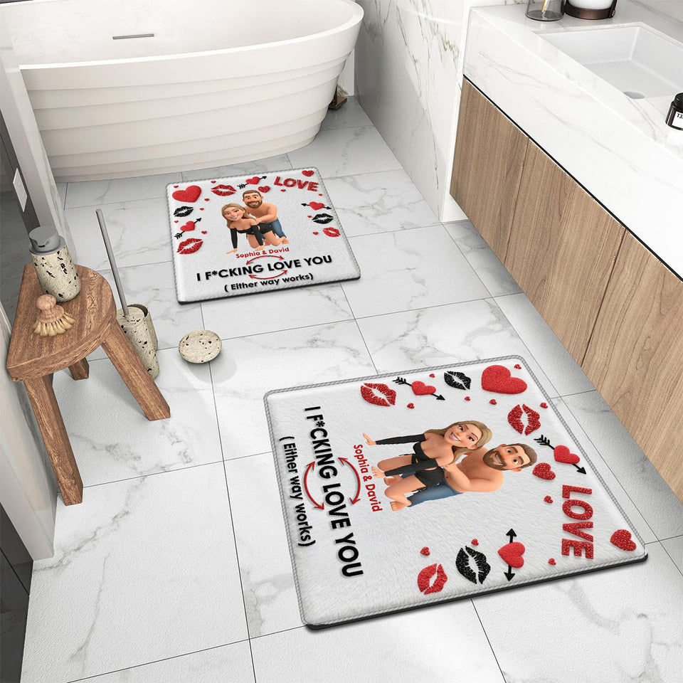 I F*cking Love You Either Way Works - Personalized Couple Non-Slip Tufted Rug