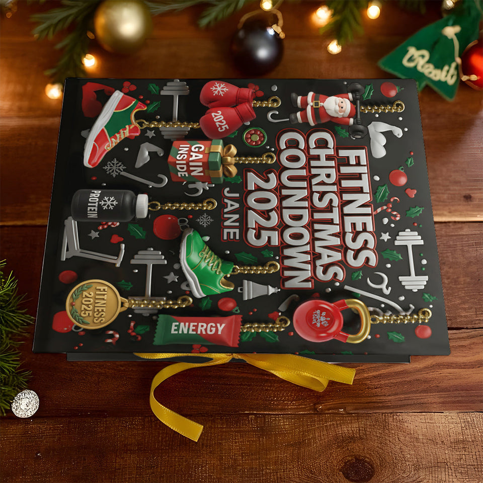 No Pain No Gain - Personalized Fitness Folded Advent Calendar With Ornaments