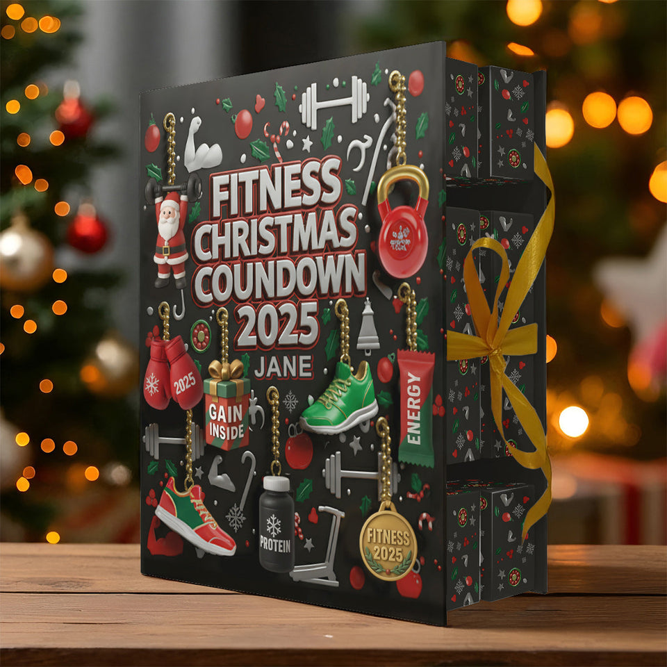 No Pain No Gain - Personalized Fitness Folded Advent Calendar With Ornaments