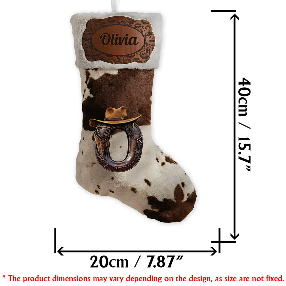 Howdy Christmas Initial Name Letter - Personalized Cowboy/Cowgirl Shaped Christmas Stocking