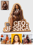 Custom Table Name Plate For Officer - Personalized Colleague 2 Layered Big Freestanding