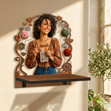 Crafted with Love - Personalized Crocheting Wooden Floating Shelf