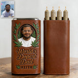 Cannabis Enthusiast, World's Dopest Dad - Personalized Weed Leather Pre-roll Humidor Case