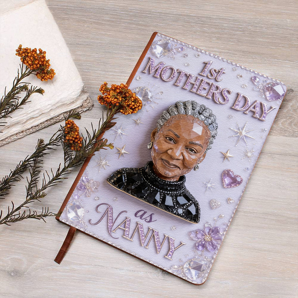 Custom Birthstone Woman Notebook - Personalized Mother Leather Journal