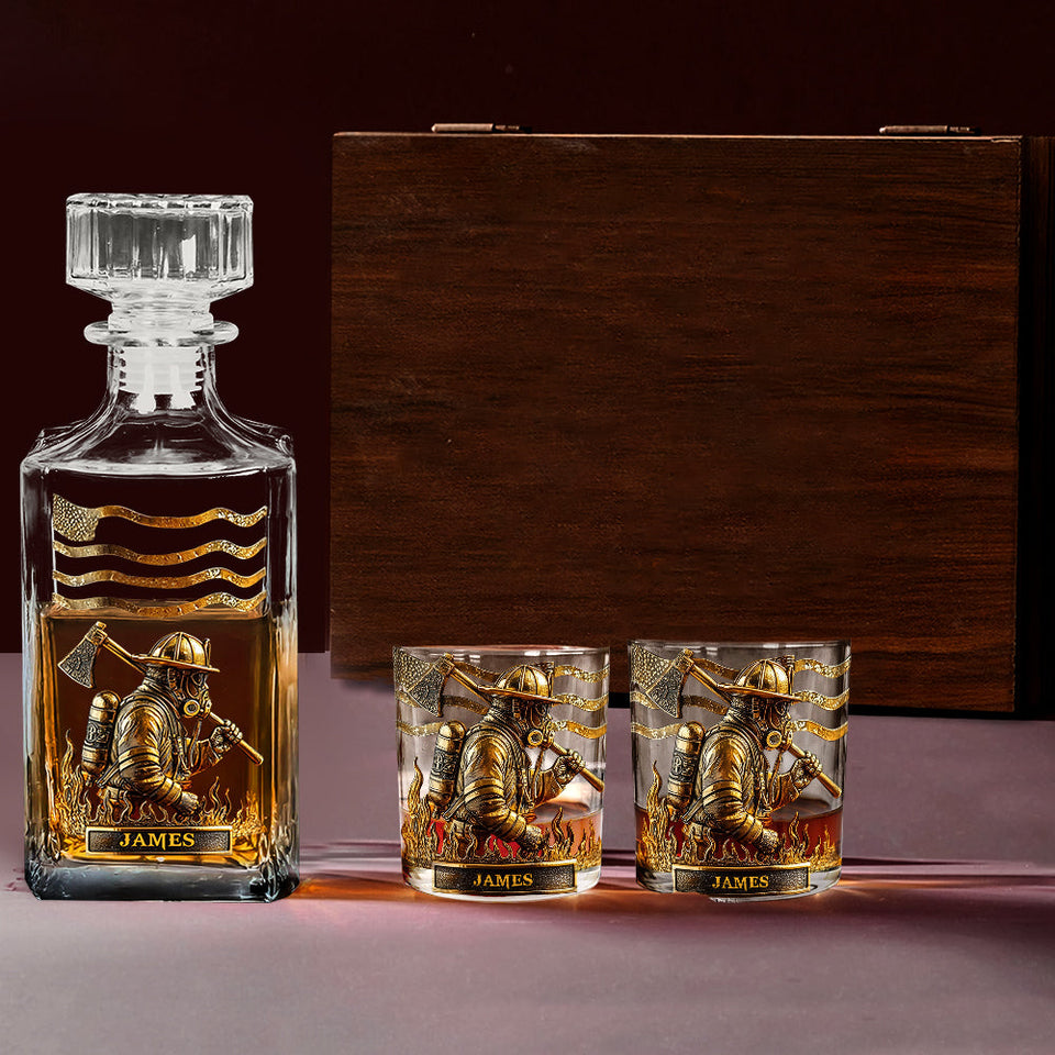 Proud Firefighter - Personalized Firefighter Whiskey Decanter Set