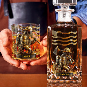 Proud Firefighter - Personalized Firefighter Whiskey Decanter Set