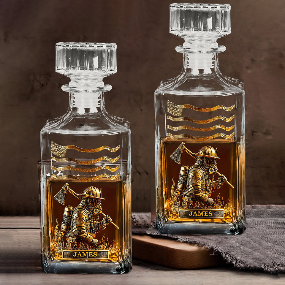 Proud Firefighter - Personalized Firefighter Whiskey Decanter Set