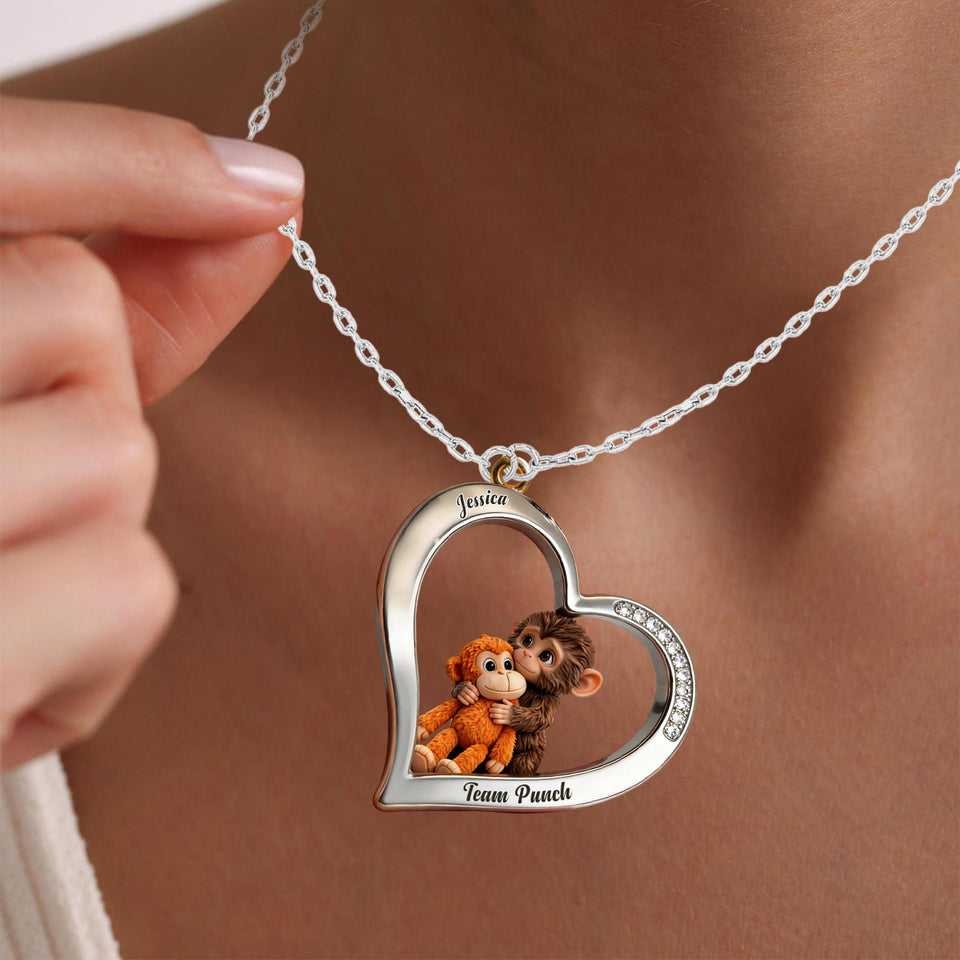Team Punch - Personalized Monkey Lover Shaped Metal Pendant Necklace