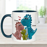 First Father’s Day Dinosaur Family of Three - Personalized Father Accent Mug