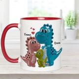 First Father’s Day Dinosaur Family of Three - Personalized Father Accent Mug