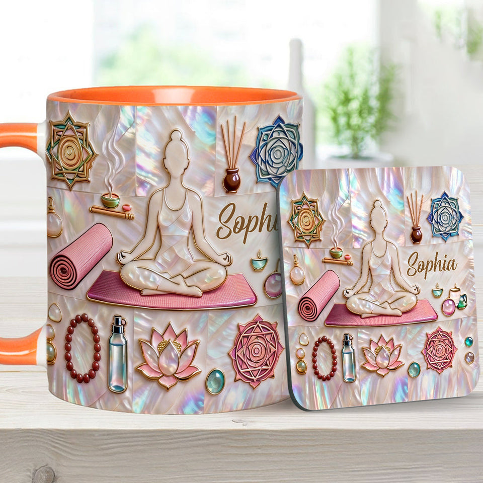 Peace Love Yoga - Personalized Yoga Accent Mug & Coaster