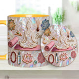 Peace Love Yoga - Personalized Yoga Accent Mug & Coaster