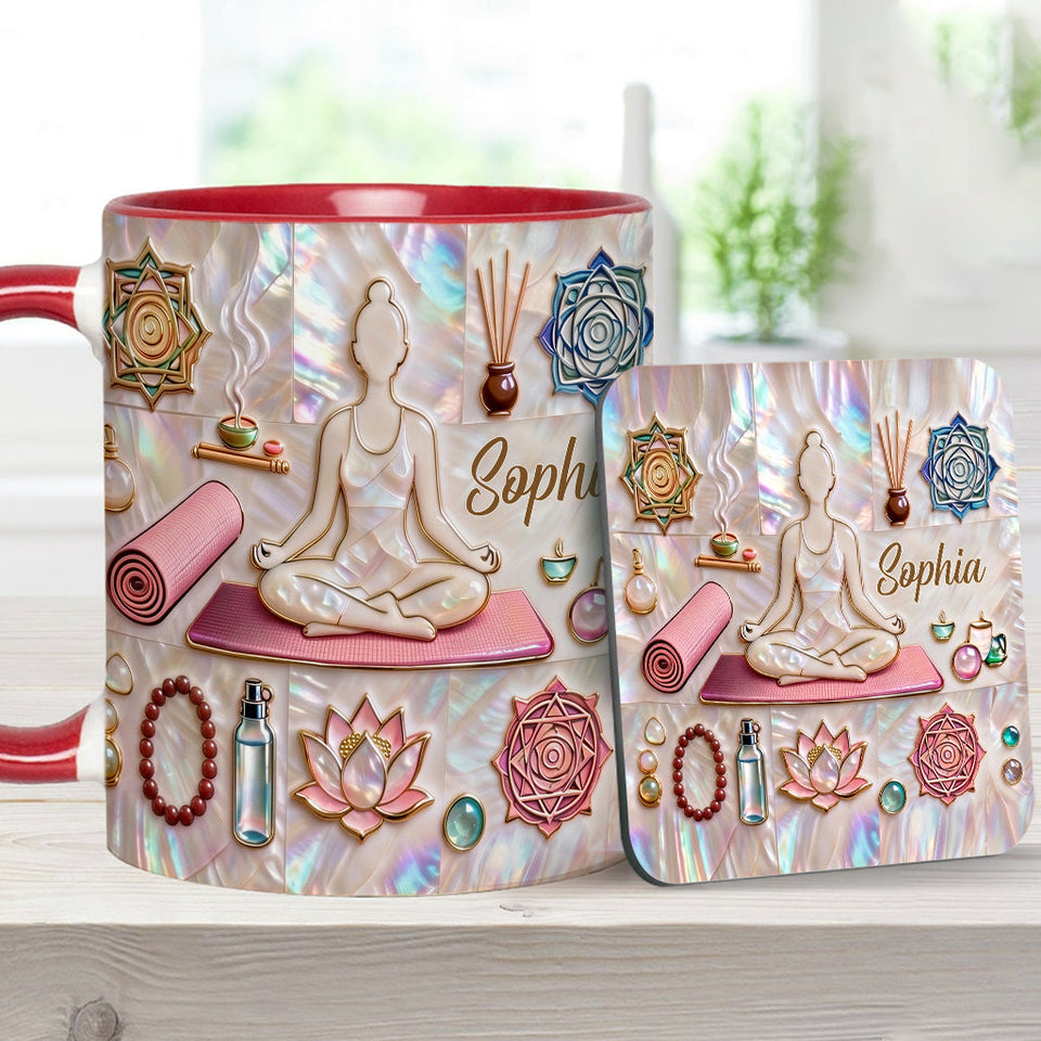 Peace Love Yoga - Personalized Yoga Accent Mug & Coaster