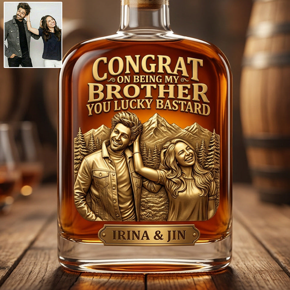 Custom Gift For Brother And Sister From Any Photo - Personalized Sibling Liquor Bottle