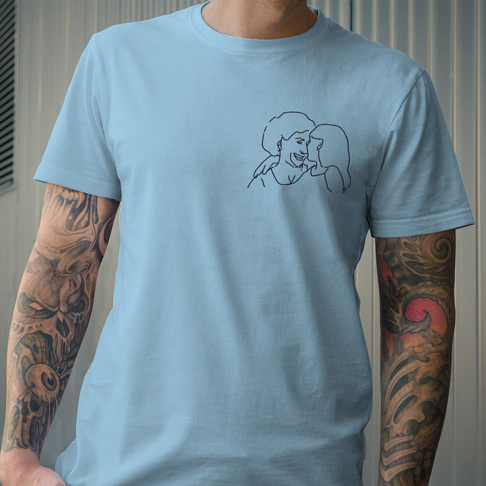 Custom Line Art - Personalized Grandma Embroidered T-shirt