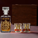 Initial Custom Drink Set For All Family - Personalized Family Whiskey Decanter Set
