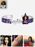 Witch Name Bracelet Magical Girl - Personalized Witch Shaped Cuff Bracelet