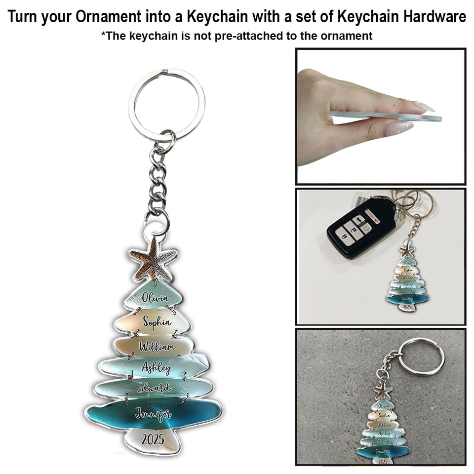 Family Sea Glass Christmas Tree - Personalized Family Ornament