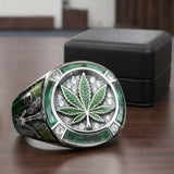 Green Magic Leaf - Personalized Weed Signet Ring
