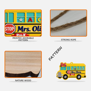 School Bus 3D Shaped Door Sign - Personalized Teacher Custom Shaped Wood Sign