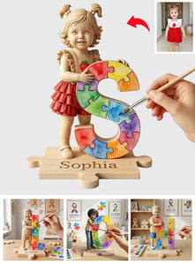 Autism Awareness Coloring - Personalized Autism Awareness Custom Shaped Wood Plaque